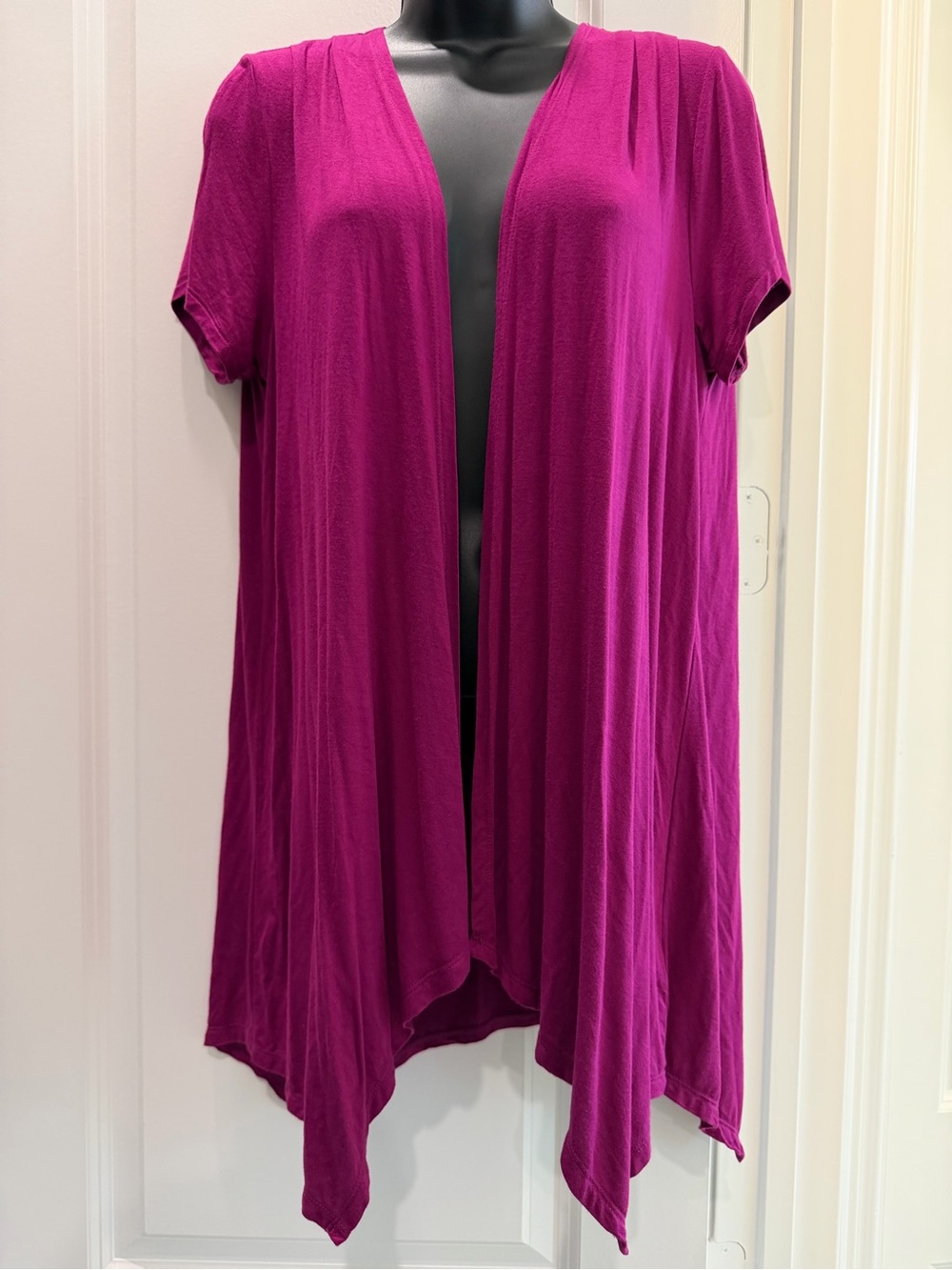 Apt. 9 Magenta Crochet Back Open Front Cardigan Tunic L Boho